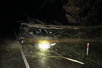 Na projíždějící auto spadl na Českolipsku strom.