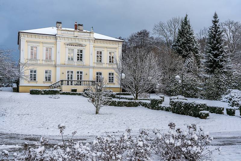 Zasněžený Nový Bor.