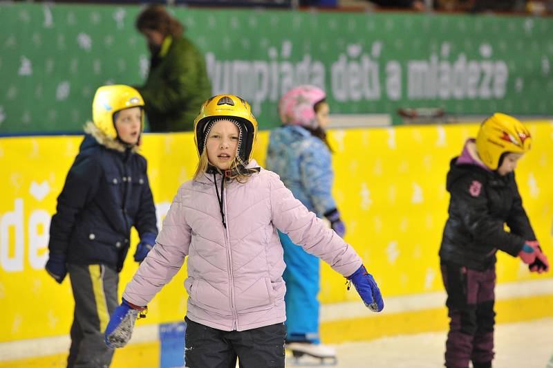 Hokejové dovednosti, krasobruslení, metaná a rychlobruslení, to byly soutěže Zimní olympiády dětí a mládeže, která se pro žáky I. stupně českolipských základních škol konala na zimním stadionu.