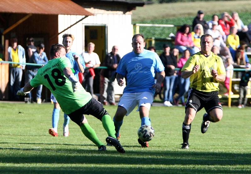 Fotbalisté Kamenice (pruhované dresy) doma porazili Žandov 6:0!