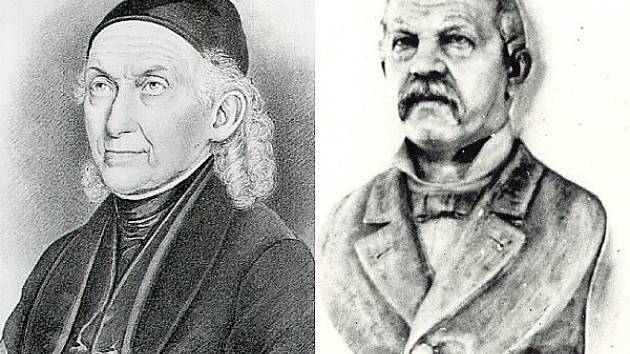 Muži, díky kterým se má Nový Bor a Kamenický Šenov za čím ohlížet a z čeho vycházet. Vlevo Friedrich Egermann (1777 1864), vpravo Elias Palme (1827 1893).