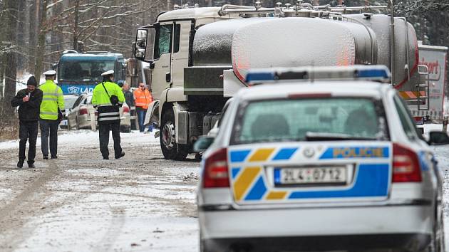 Při srážce kamionu a policejní dodávky u Doks zemřeli v prosinci dva policisté.