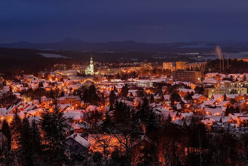 Zasněžený Nový Bor.