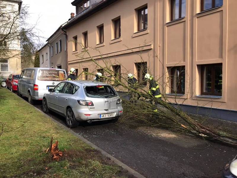 Vichr způsobil problémy i v České Lípě. Hasiči vyjížděli likvidovat stromy do Moskevské ulice nebo na náměstí Osvobození.