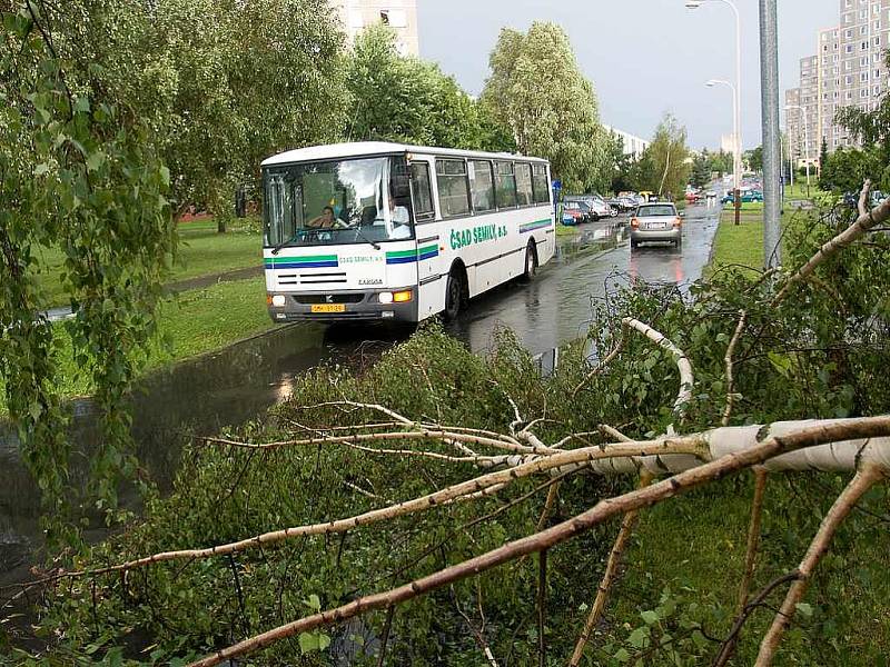 Blesková bouřka za sebou zanechala jen v České Lípě řadu popadaných stromů a převrácené kontejnery.