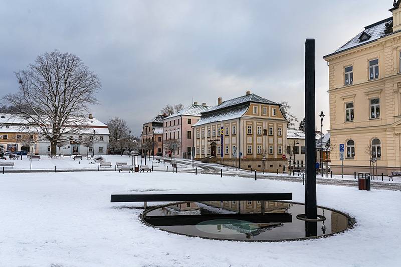 Zasněžený Nový Bor.