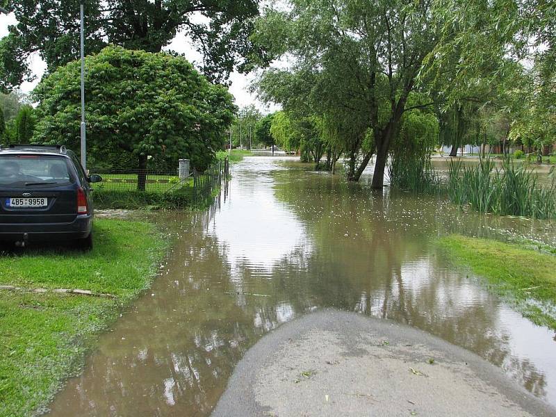 Povodně v Hruškách na Vyškovsku.