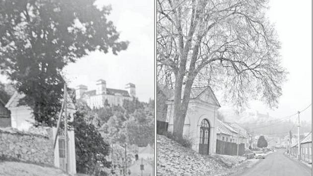 Račická kaplička na snímku patrně z roku 1923. Soudobá fotografie vznikla v letošním lednu. 