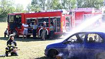 V Drysicích slavili výročí tamních dobrovolných hasičů. Ukázky předvedli i hasiči z Vyškova.