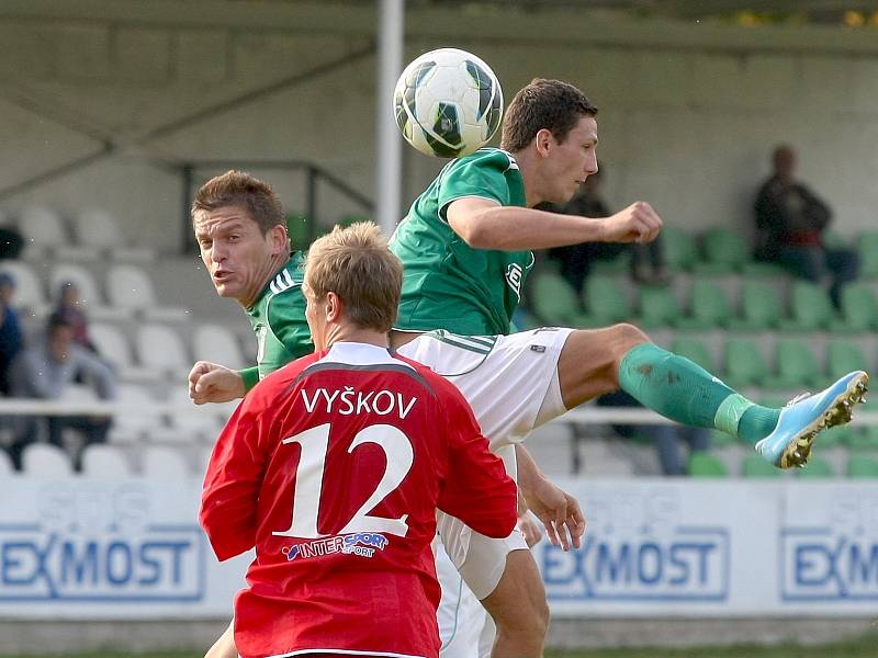 Fotbalisté Vyškova vyhráli na hřišti Bystrce (v zeleném) 2:0. 