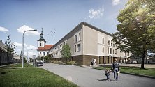 Město Vyškov zveřejnilo první vizualizaci Domova pro seniory po demolici Zdravotnické školy.