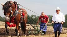 Na farmě ve Zvonovicích se v sobotu konal 1. koňský den. Součástí byla soutěž v orbě koňmo i ukázky současných zemědělských strojů.