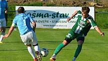 V utkání krajského přeboru fotbalistů porazil Tatran Rousínov (zelené dresy) FC Boskovice 4:1.