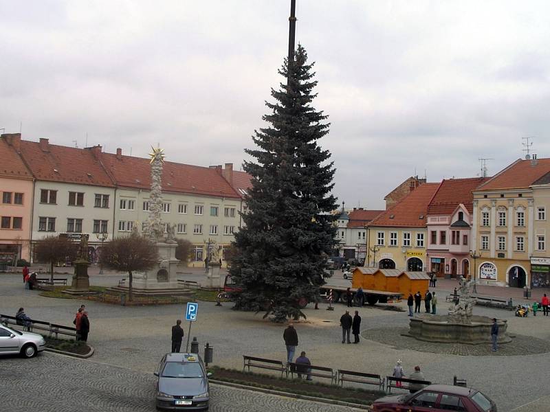 Vánoční strom na vyškovském Masarykově náměstí.