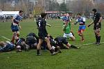 Ve finále play-off extraligy ragbistů porazila Tatra Smíchov (černé dresy) Jimi Vyškov 30:19.