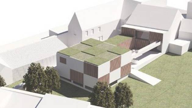 Vizualizace projektu přístavby a rekonstrukce mateřské školy Zvídálek. Návrh pochází z ateliéru architekta Marka Štěpána.