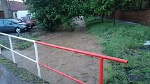 Přívalový déšť v Hodějicích na Vyškovsku. Obec v pátek večer zalila voda s bahnem z polí.
