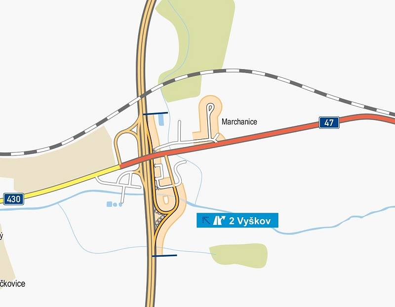 Už během letošního roku plánují státní silničáři zahájení prací na modernizaci mimoúrovňové křižovatky dálnice D46 a silnice I/47 u Vyškova za více než půl miliardy.