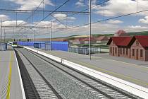 Modernizace tratě mezi Brnem a Přerovem se přiblížila. Jako první v Česku umožní vlakům projet i přes Vyškovsko dvoustovkou. Na snímku Chvalkovice.