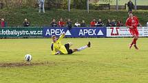 Fotbalisté Vyškova vyhráli na hřišti Bystrce (v zeleném) 2:0. 