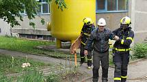 Cvičení hasičů při úniku metanu, Důl Paskov, Staříč.