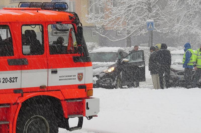 Husté sněžení zasáhlo v neděli Frýdecko-Místecko a Třinecko. Se sněhem „se bojovalo“ v celém regionu. Snímky jsou z Frýdku-Místku, Ostravice, Bílé a Hukvaldů.