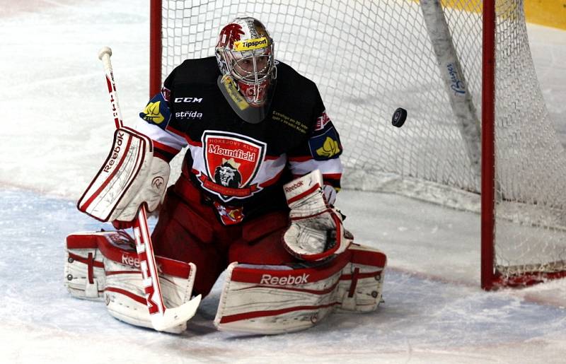 Extraligové utkání HC Oceláři Třinec - Mountfield Hradec Králové. 