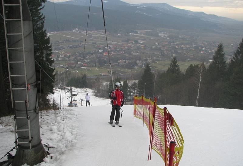 Lyžování v Mostech u Jablunkova. 