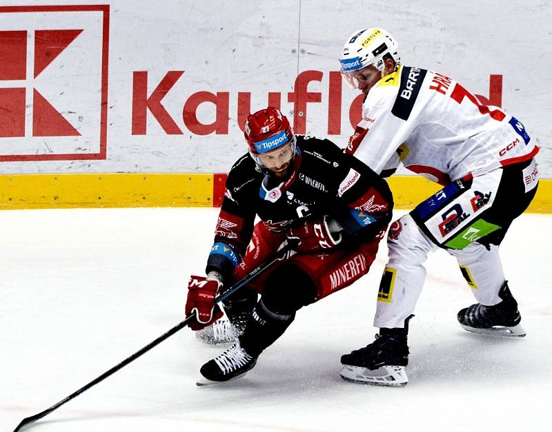 Zápas 41. kola hokejové extraligy Oceláři Třinec - Dynamo Pardubice, který se hrál 24. 1. 2023 ve Werk Areně.