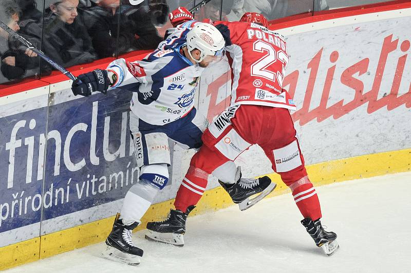 Utkání 40. kola hokejové extraligy: HC Oceláři Třinec vs. HC Kometa Brno.