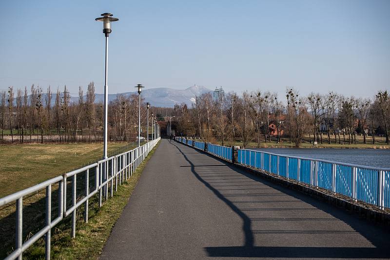 Přehrada Olešná, 24. března 2020 ve Frýdku-Místku.