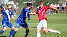 Fotbalisté Uherského Brodu (v červených dresech) prohráli ve 21. kole MSFL s Frýdkem-Místkem 0:1.