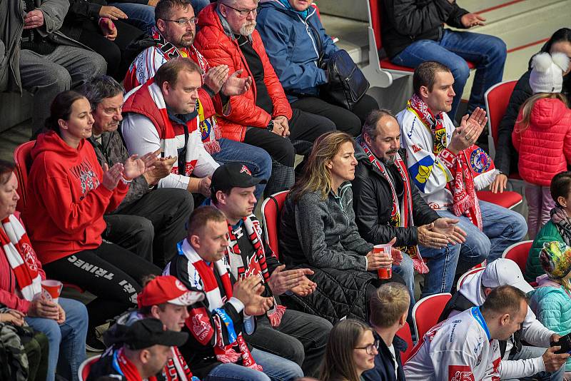 Utkání 23. kola hokejové extraligy: HC Oceláři Třinec - HC Vítkovice Ridera, 7. října 2021 v Třinci. Fanoušci.