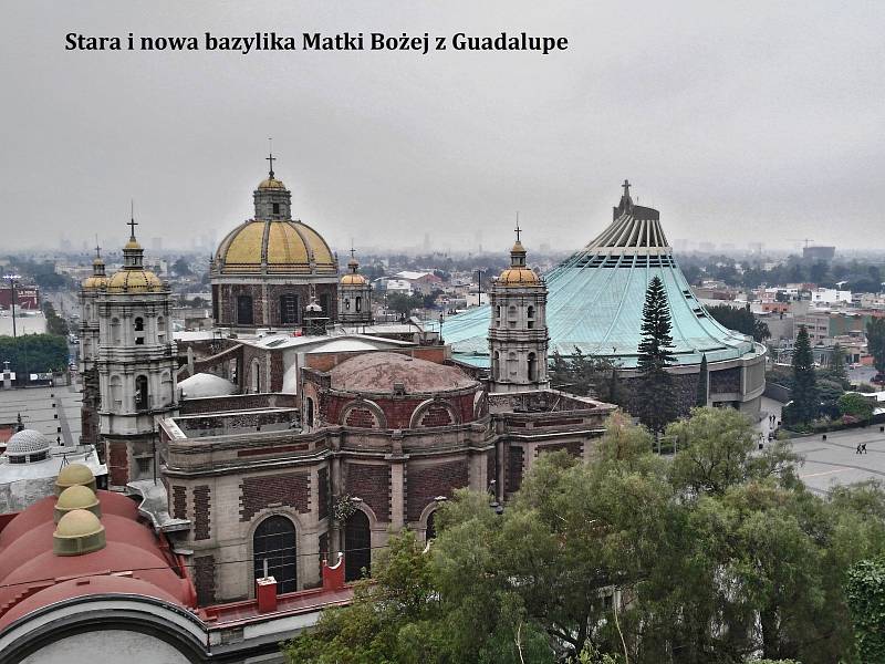 Vrchol Tepeyac se starou a novou bazilikou v Guadalupe