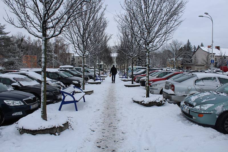 Sněžení ve Frýdku-Místku, úterý 8. ledna.