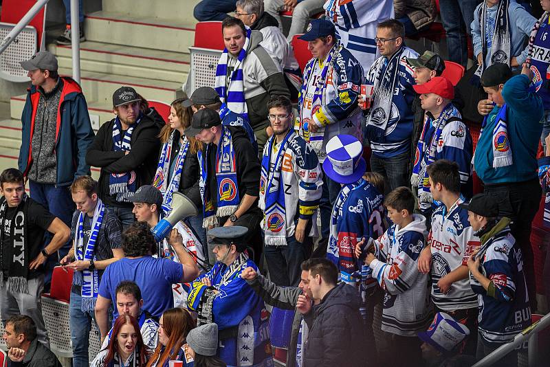 Utkání 23. kola hokejové extraligy: HC Oceláři Třinec - HC Vítkovice Ridera, 7. října 2021 v Třinci. Fanoušci.