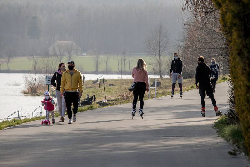 Přehrada Olešná, 27. března 2020 ve Frýdku-Místku.