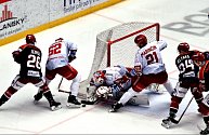 Zápas 47. kola hokejové extraligy Oceláři Třinec - Mountfield Hradec Králové, který se hrál 17. února 2023 ve Werk Areně.