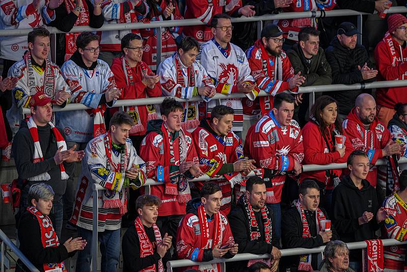 Utkání 23. kola hokejové extraligy: HC Oceláři Třinec - HC Vítkovice Ridera, 7. října 2021 v Třinci. Fanoušci.