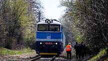Nehoda vlaku na trati u ulice Míru, 21. dubna 2022 ve Frýdku-Místku.