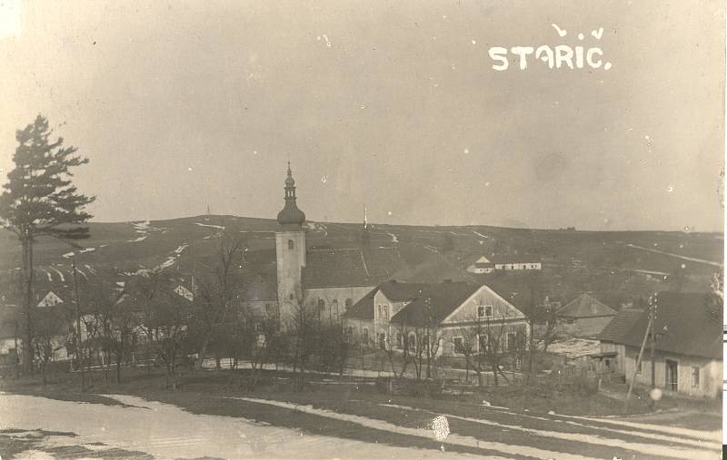 Pohled na Staříč  - 30. léta.