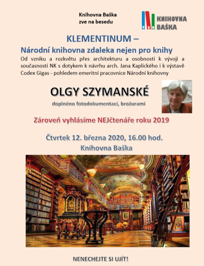 Beseda Olgy Szymanské: Klementinum - Národní knihovna zdaleka nejen pro knihy