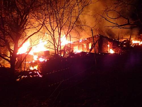 Požár v Dolní Lomné na Jablunkovsku.