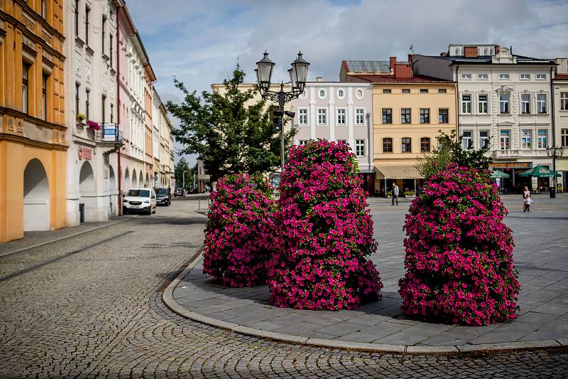 Květinová výzdoba ve Frýdku-Místku, 9. července 2020.