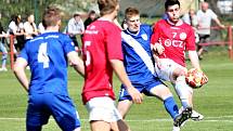 Fotbalisté Uherského Brodu (v červených dresech) prohráli ve 21. kole MSFL s Frýdkem-Místkem 0:1.