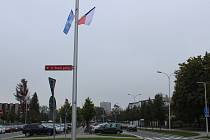 Vlajky v ulici 8. pěšího pluku v Místku.