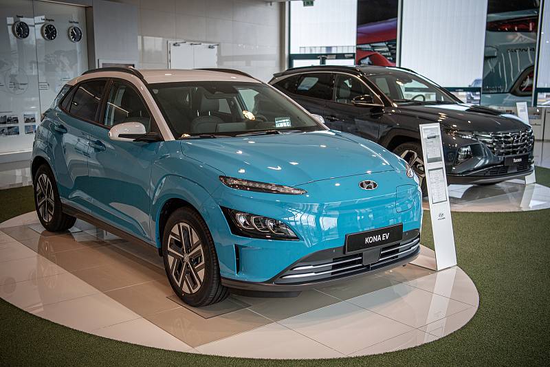 Automobilka Hyundai oslaví první výročí zahájení sériové výroby modelu Hyundai Kona Electric, 15. března 2021 v Nošovicích.