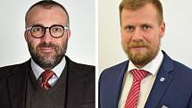 Vlevo na snímku nový primátor FM Petr Korč, vpravo Michal Pobucký.