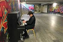 Nové piano v místeckém "křížovém" podchodě, 20. 1. 2023.