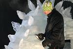 Ledové sochy na Pustevnách v Beskydech, pátek 13. 1. 2023.